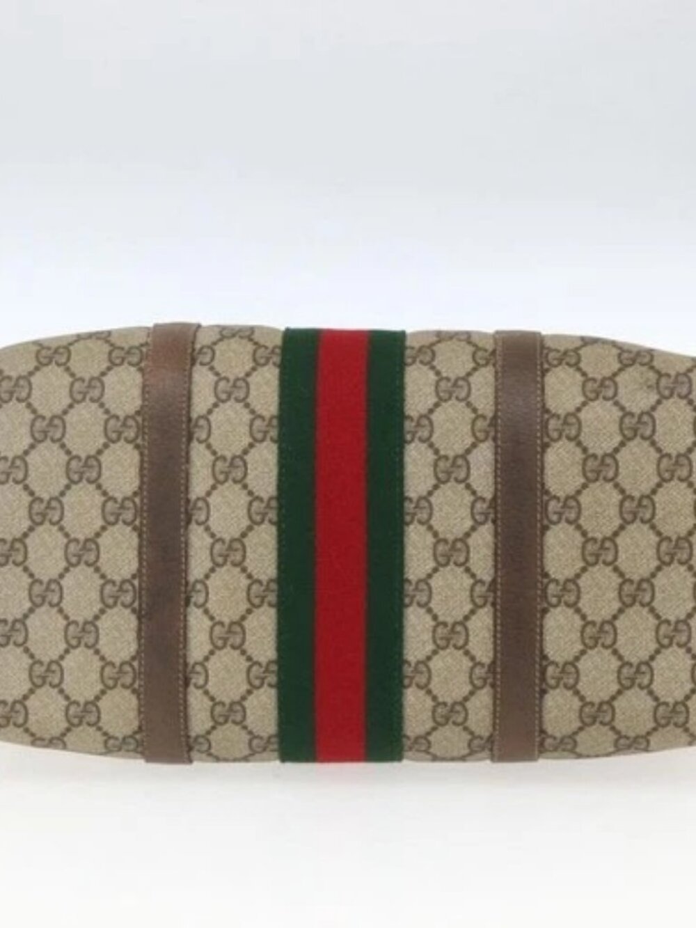 GUCCI GG Supreme Web Sherry Line Boston Bag PVC Beige Gold 39 02 007 Auth 165215 - Picture 8 of 16